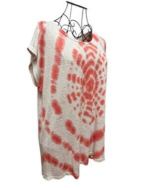 Cirana Coral Tie-Dye Short Sleeve Top Small beach boho coastal